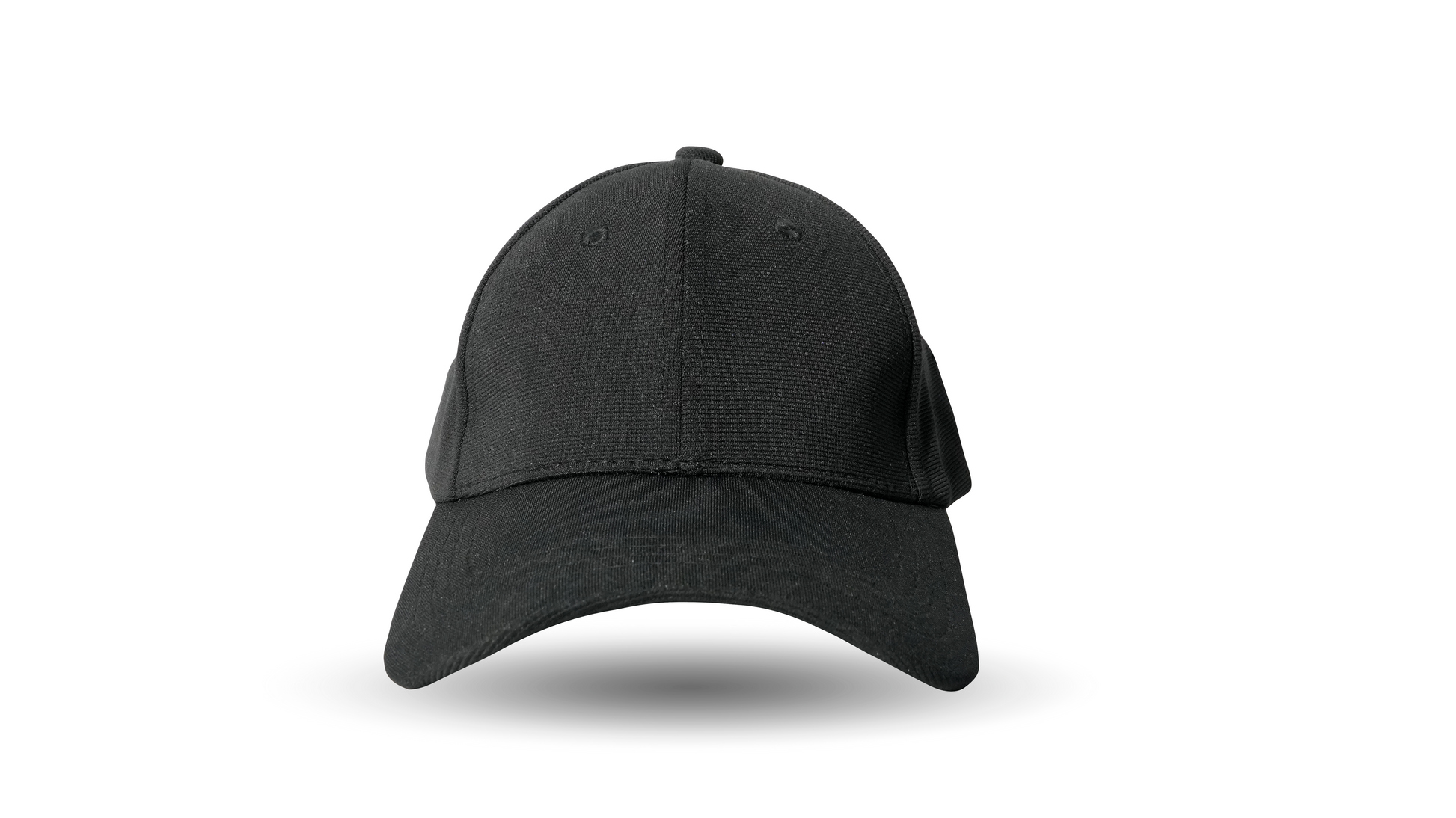 Black breathable baseball cap front view RR Caps laser perforated adjustable