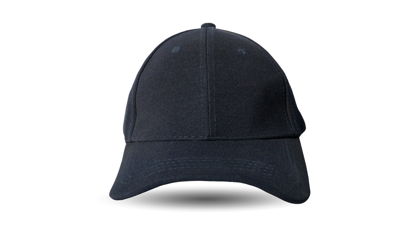 Navy blue breathable baseball cap front view RR Caps adjustable fit