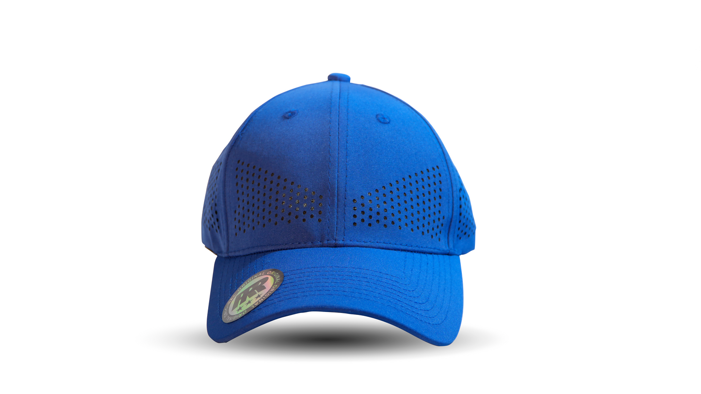 royal blue breathable baseball cap front view RR Caps adjustable fit