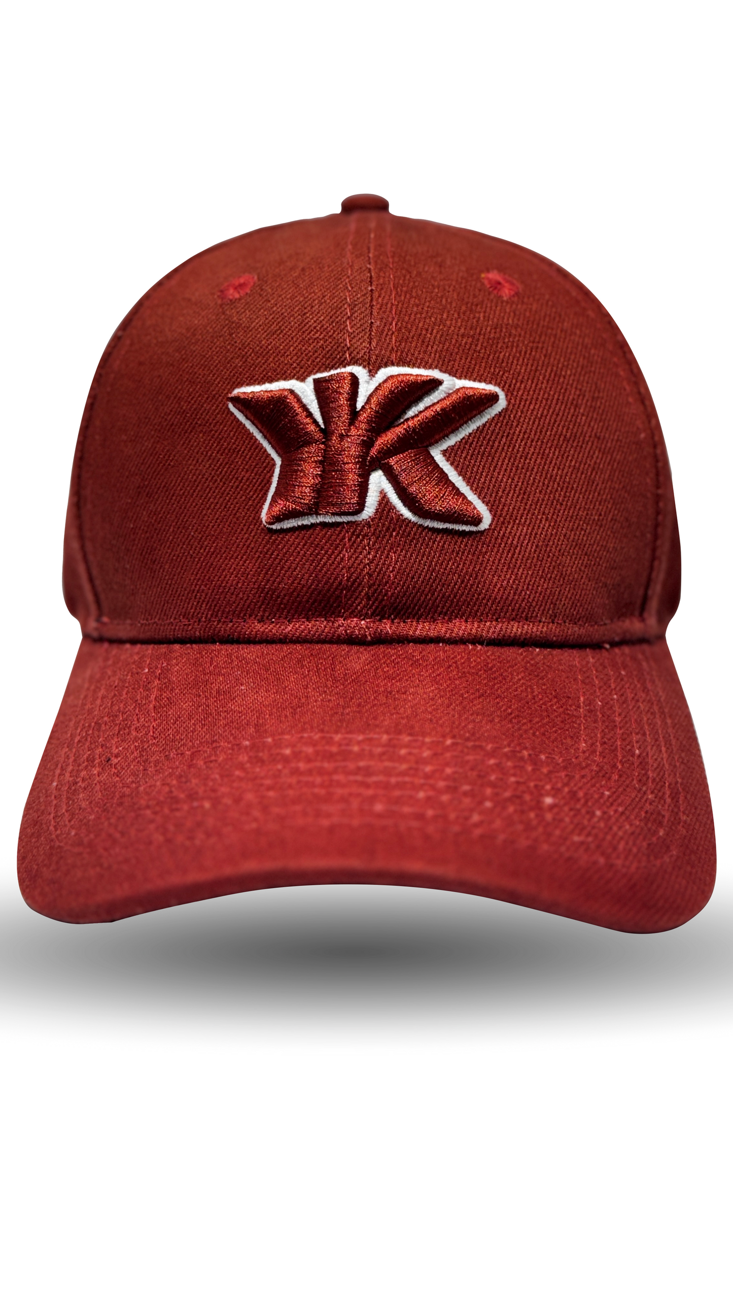 Wine maroon premium logo baseball cap front view RR Caps