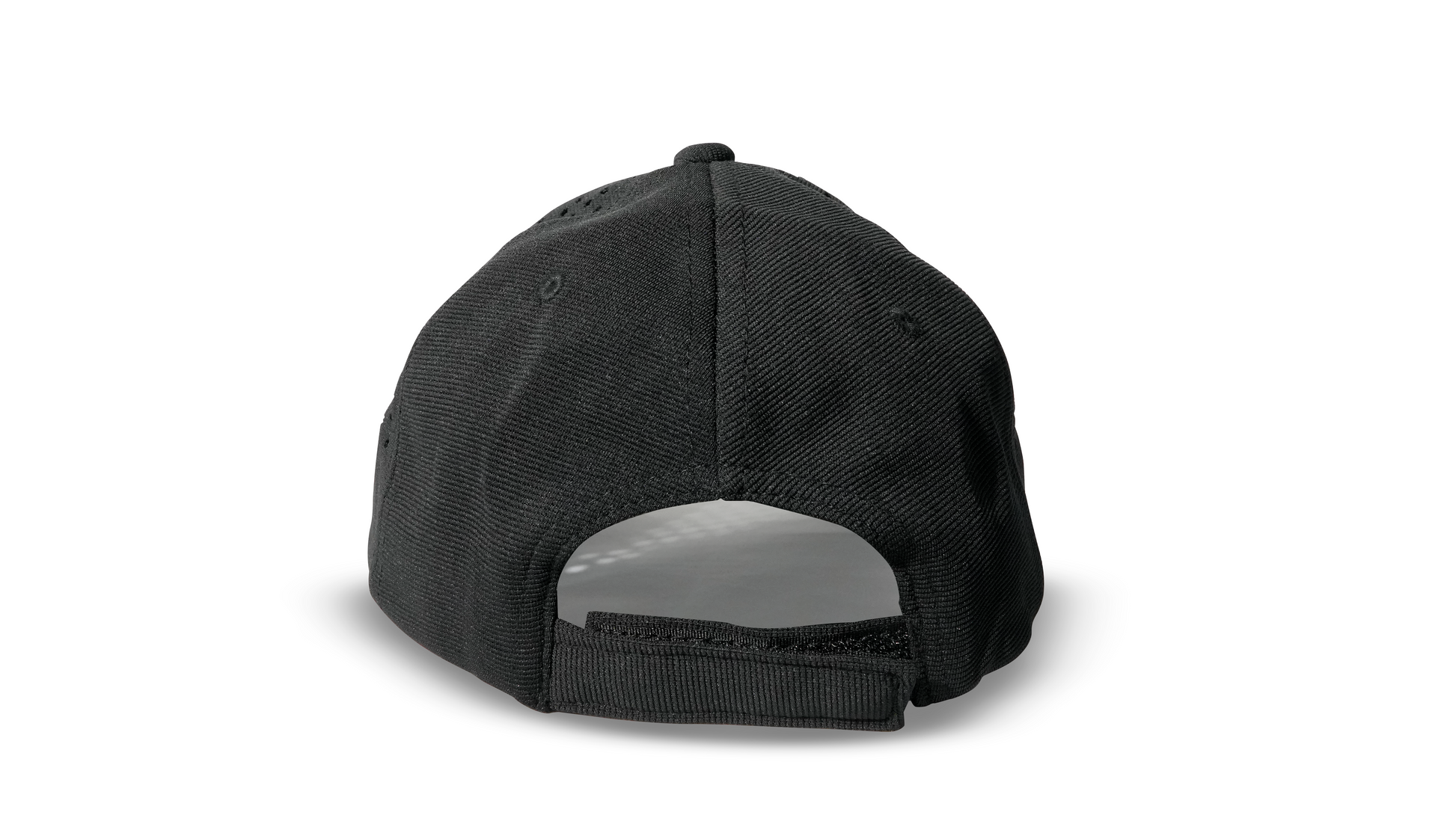 Black adjustable baseball cap back view breathable flexi material RR Caps