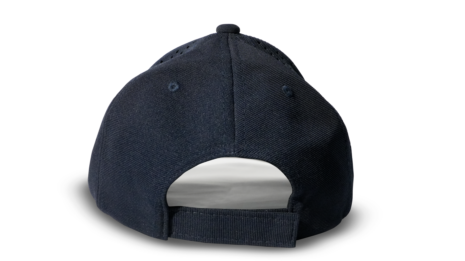 Navy blue adjustable baseball cap back view breathable RR Caps