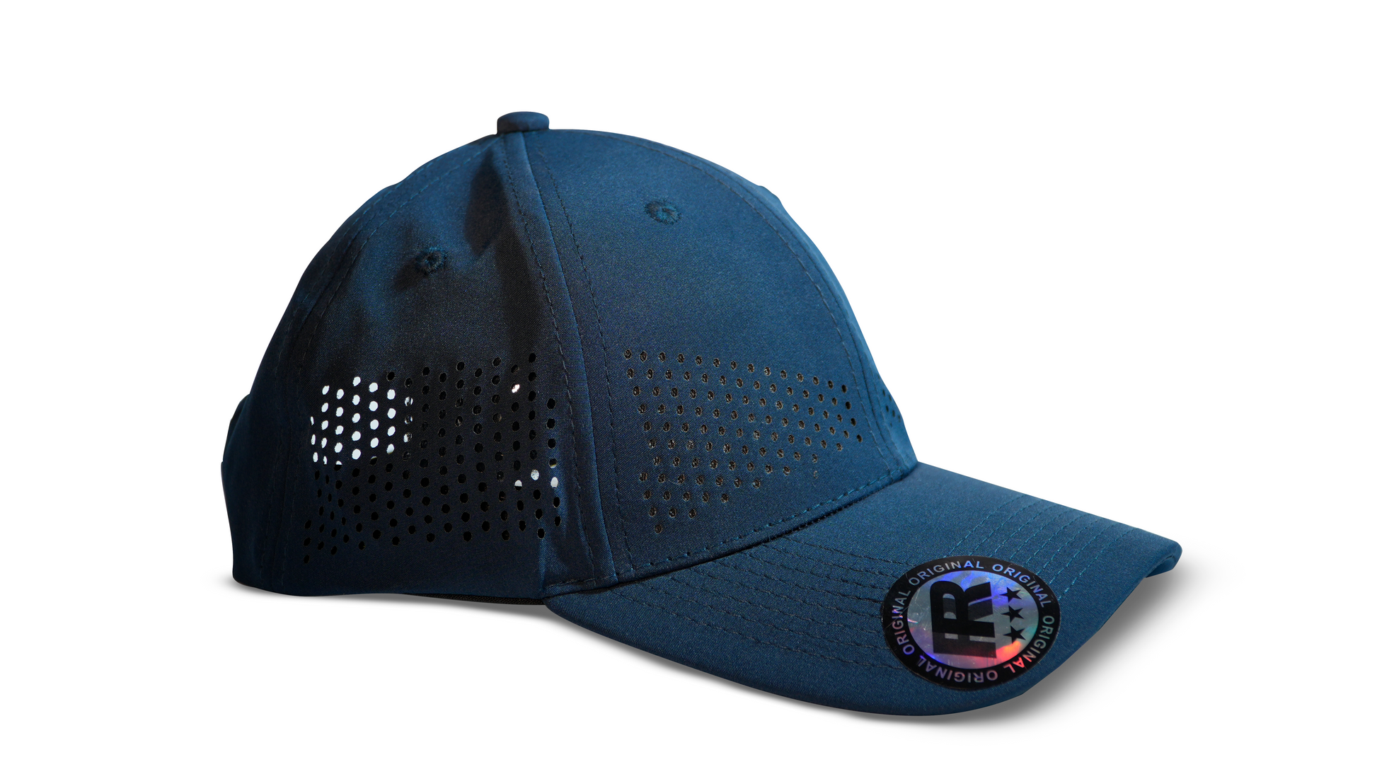 air force blue laser perforated cap side view breathable sports cap RR Caps