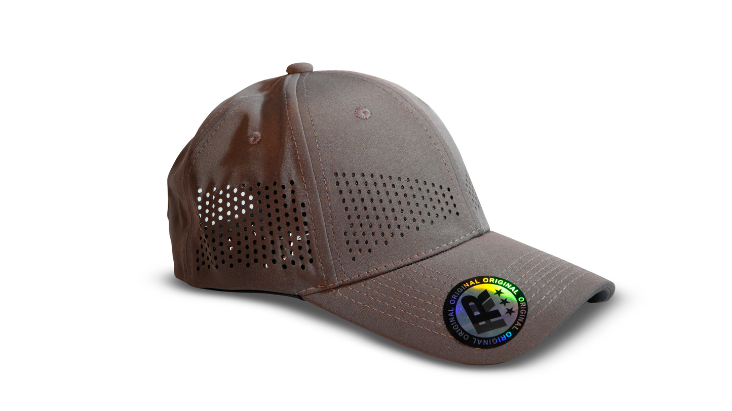 brown laser ventilated cap side view streetwear style RR Caps