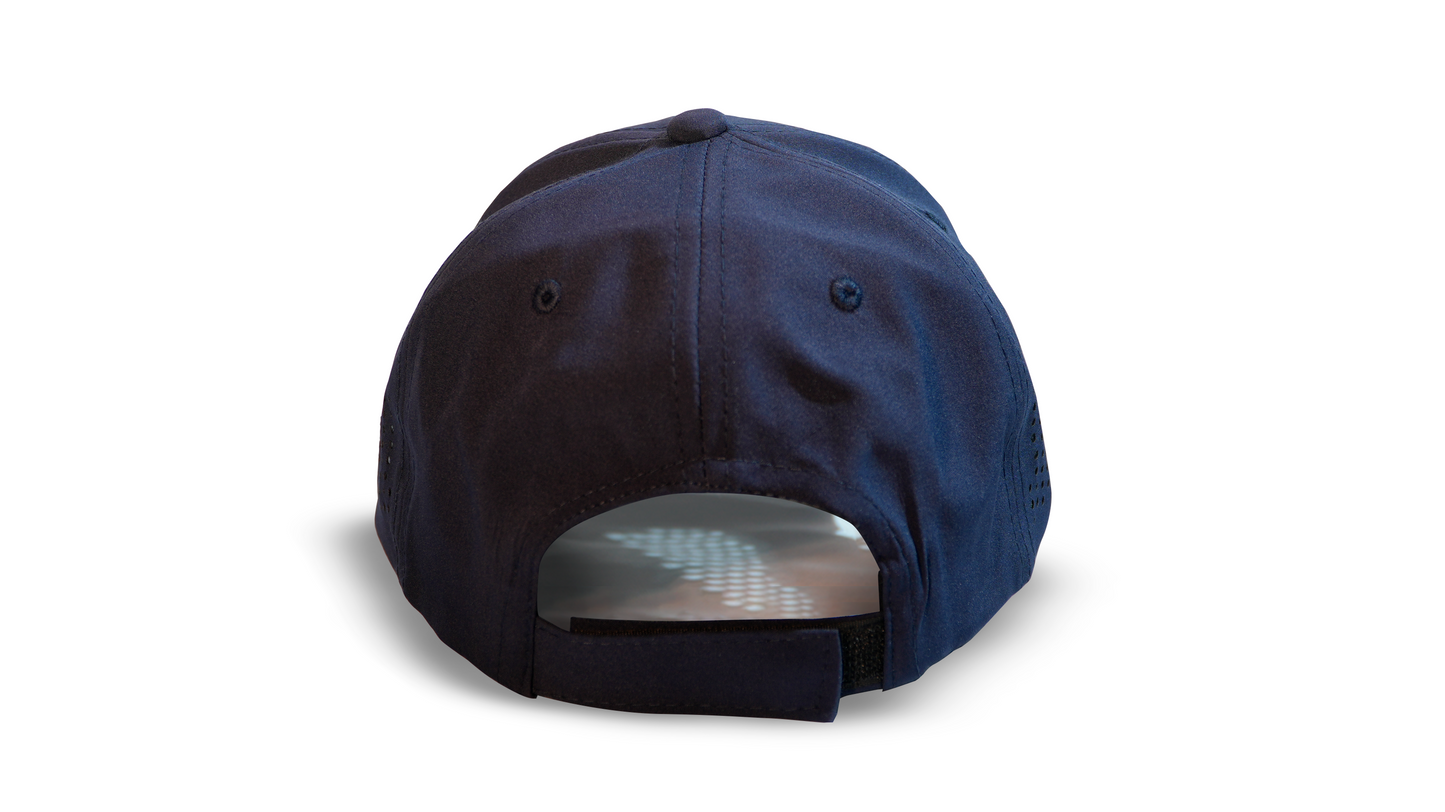 navy blue adjustable baseball cap back view breathable RR Caps