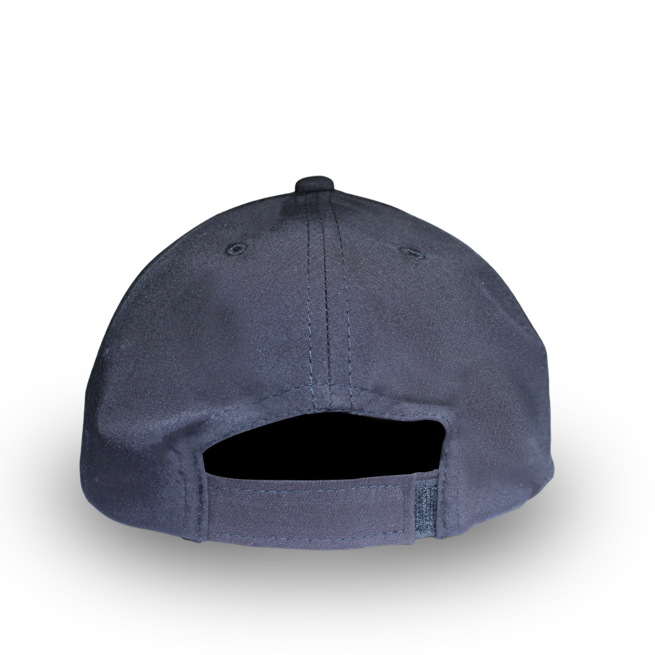 RR Caps black adjustable baseball cap back view with hook and loop closure.