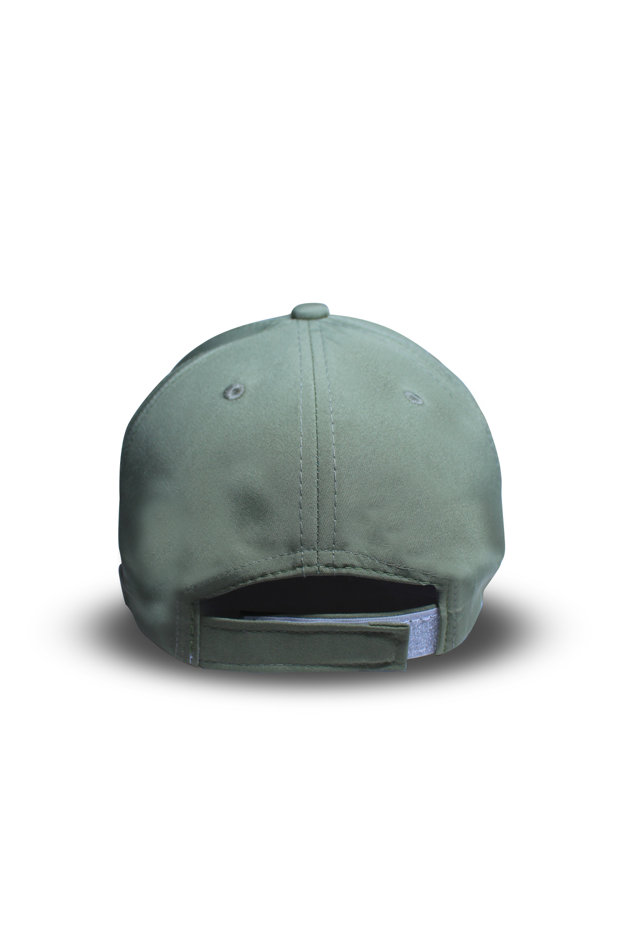 Back view of RR Caps pista green breathable baseball cap with adjustable hook-and-loop closure.