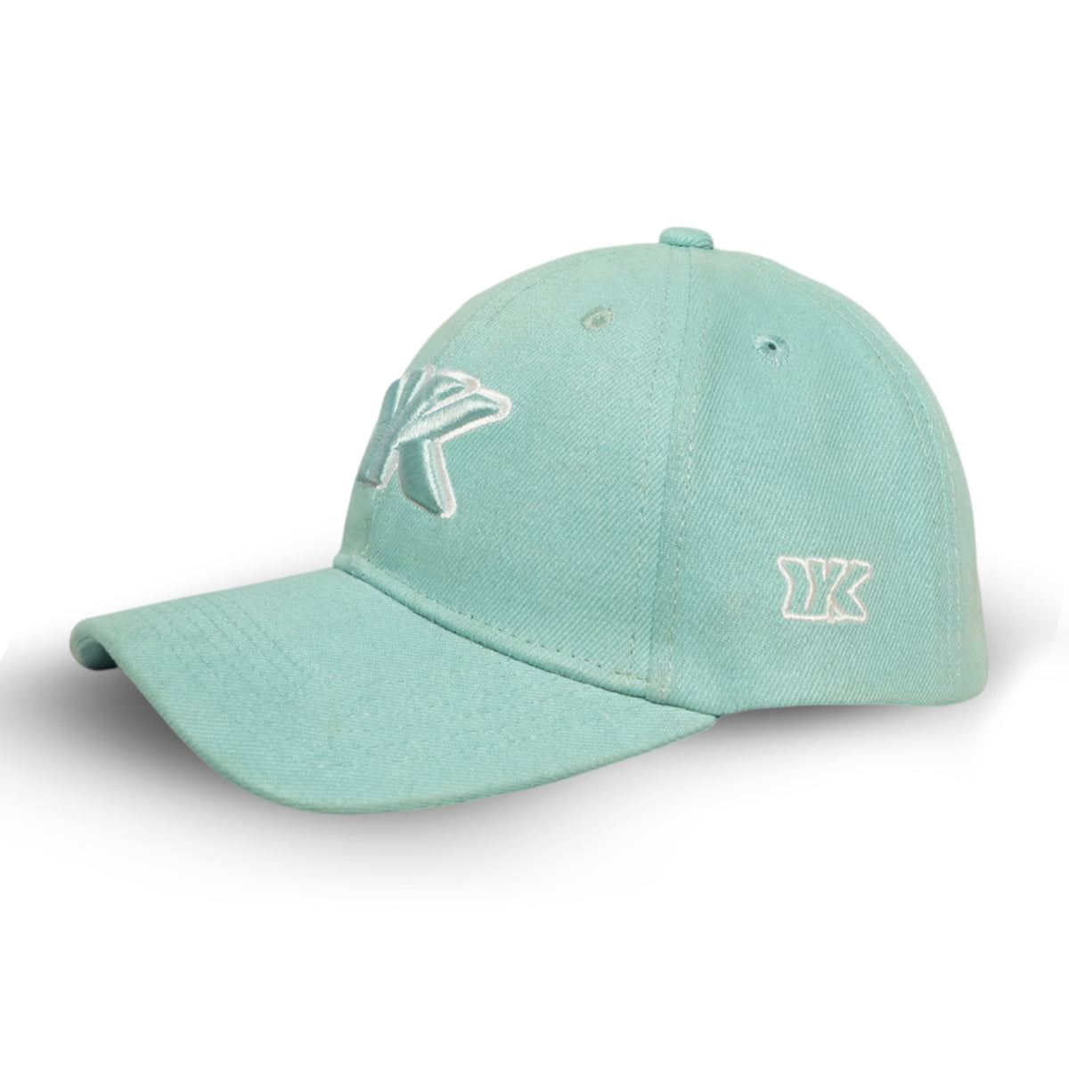 RR Classic 01 aqua blue embroidered logo baseball cap side view