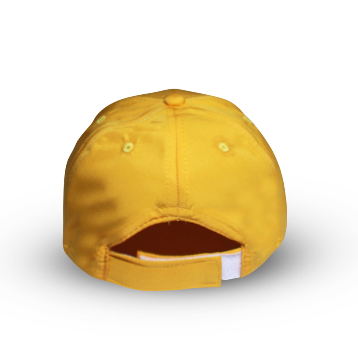 Back view of RR Style / 01 yellow cap with adjustable closure
