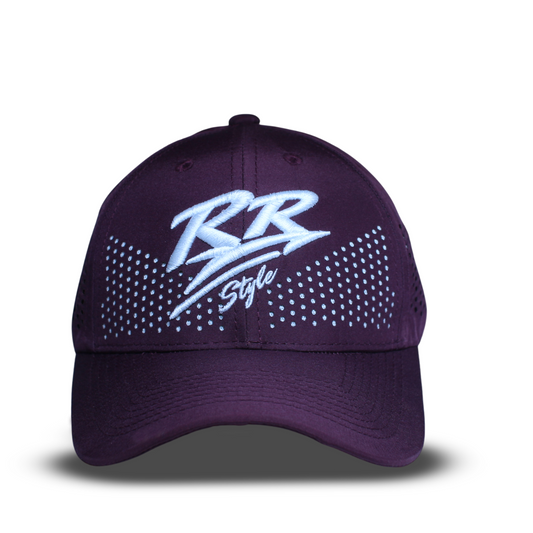 RR Style maroon laser perforated breathable baseball cap front view