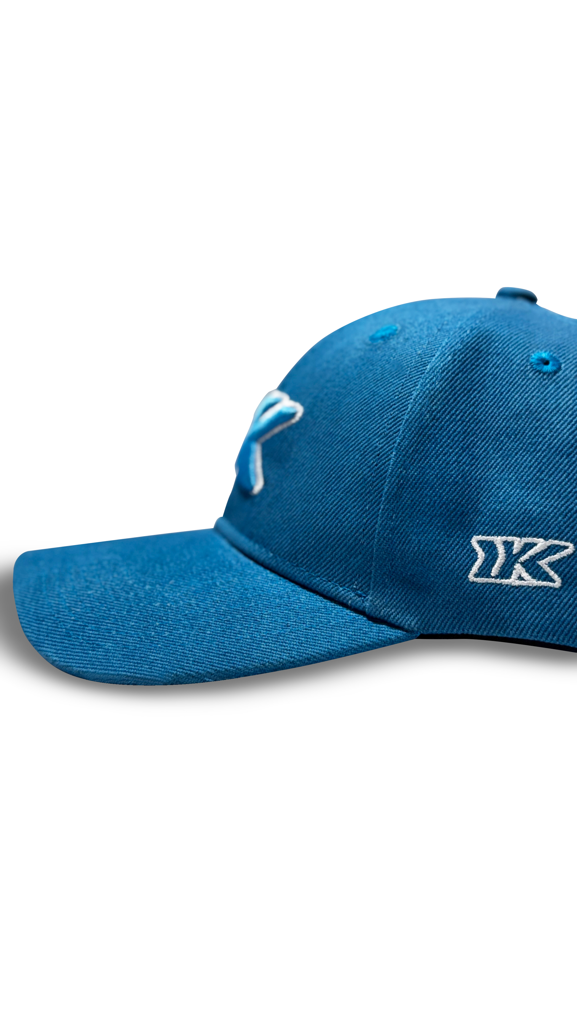Azure wave blue baseball cap side profile curved brim RR Caps