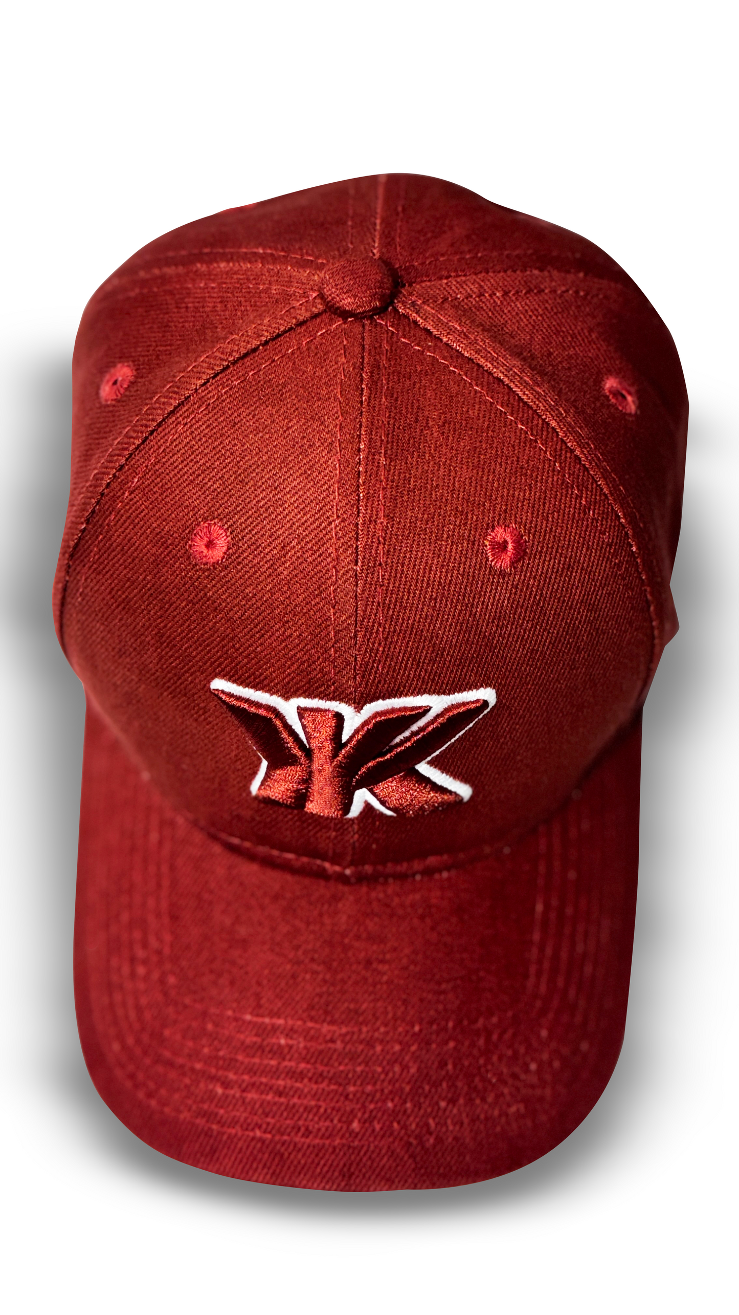 Wine maroon baseball cap top view structured crown RR Caps